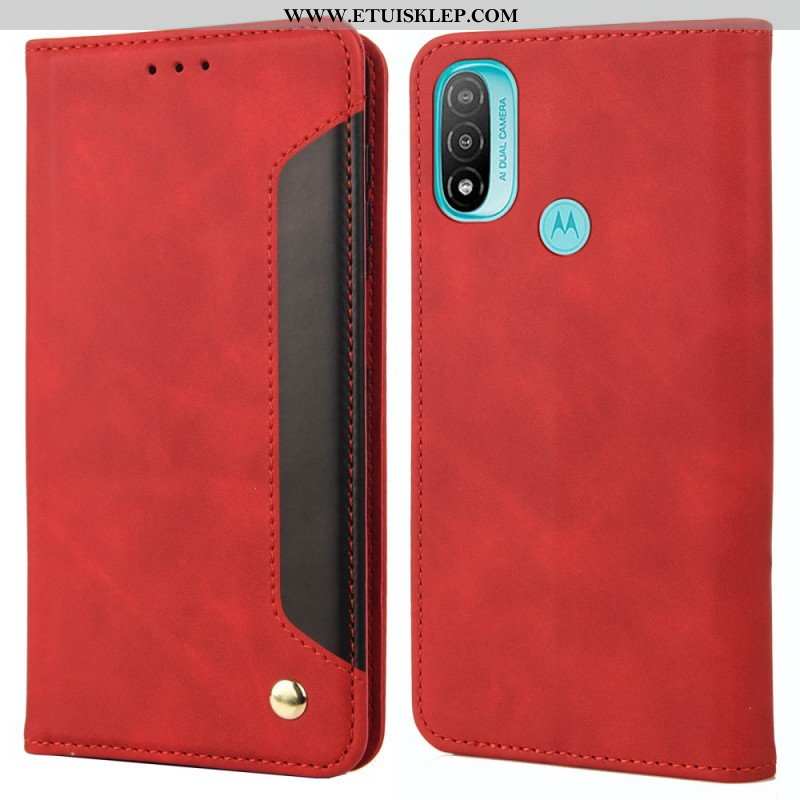 Etui Na Telefon do Moto E40 / E30 / E20 Etui Folio Dwukolorowy Biznesowy Efekt Skóry